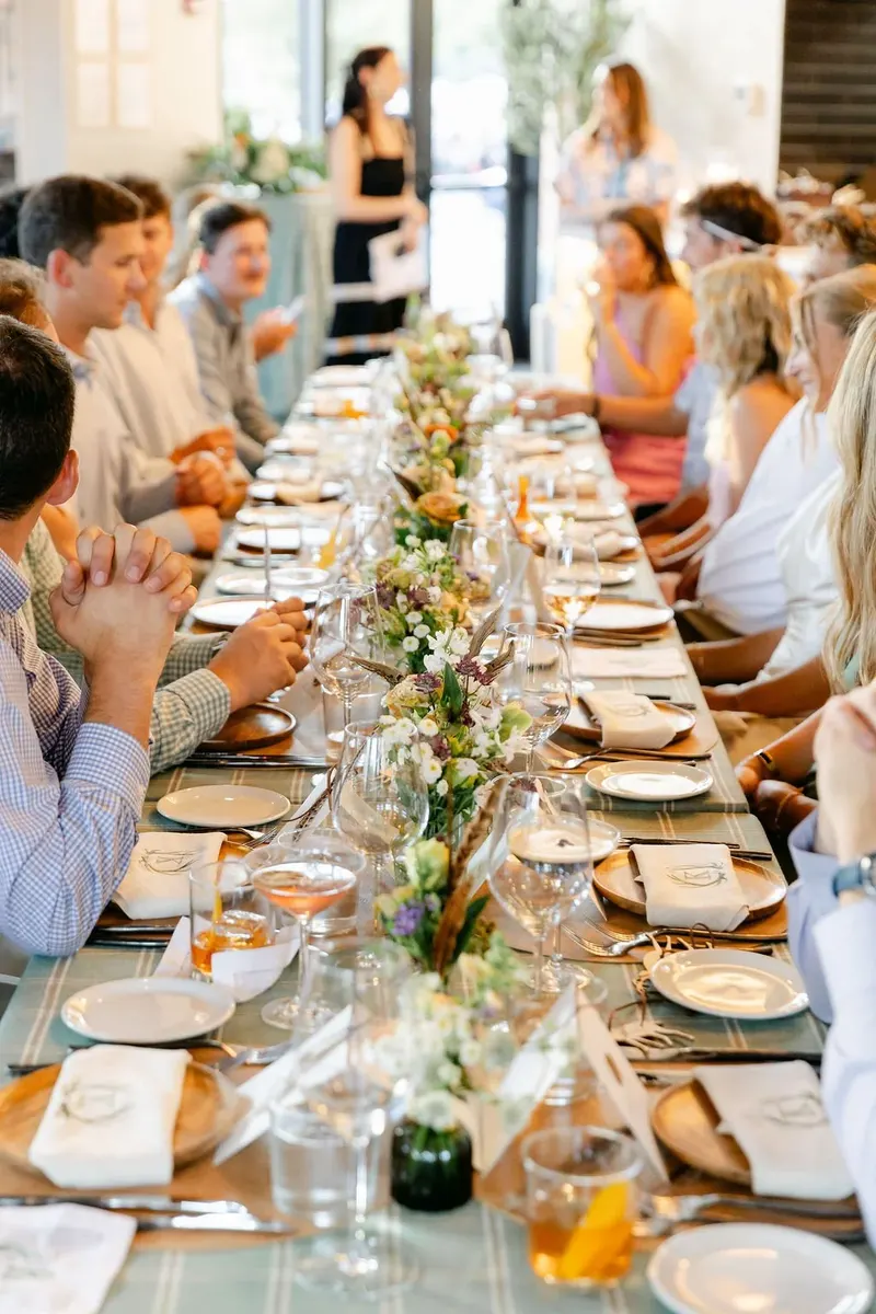 A long table arranged for a private event at Culaccino